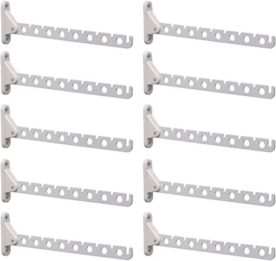 PRIOstahl 10 x kledingwaaiers Kapstokhaken garderobehaken ophangbeugels haken opvouwbaar 310 mm (10 stuks wit)