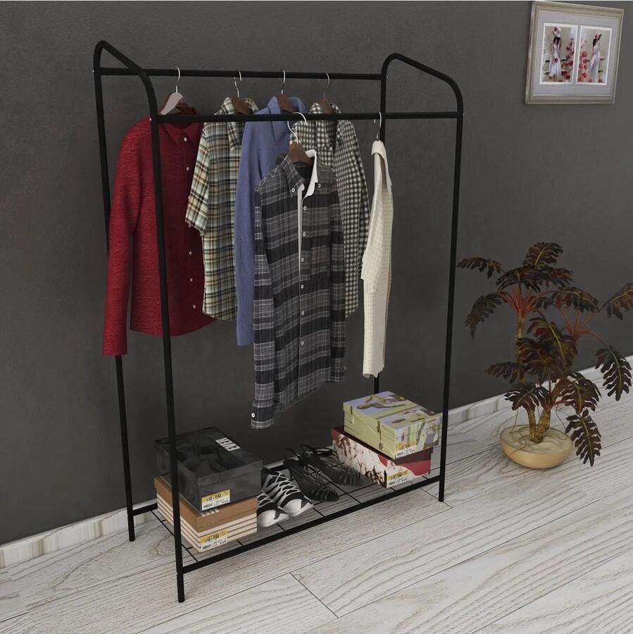 Professioneel Kledingrek Dubbel Zwart 2 Stang(en) Dubbel Garderoberek Totale draagkracht 60kg Hoogwaardige Kwaliteit Metaal