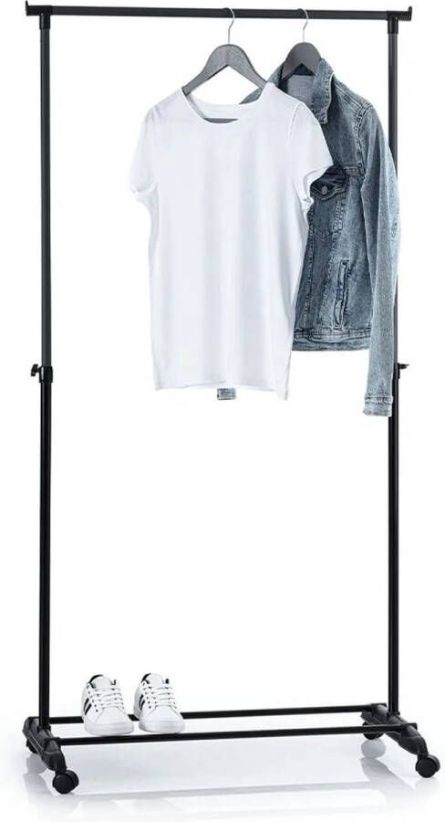 FIELDA GOLD Limited Kledingrek Op Met Wielen Zwart 160 cm 1 Stang(en) Telescopische kapstok Hoogt verstelbaar Single FIELDA Mobiel Garderoberek Totale draagkracht 20kg - Foto 2