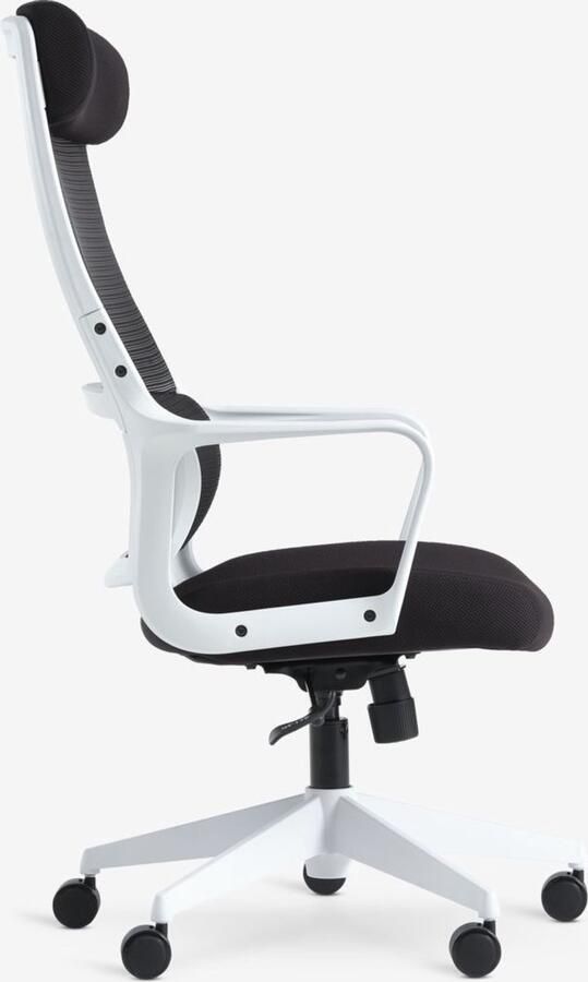Professionele bureaustoel – zwart wit – ergonomisch – verstelbare hoofdsteun – lendensteun