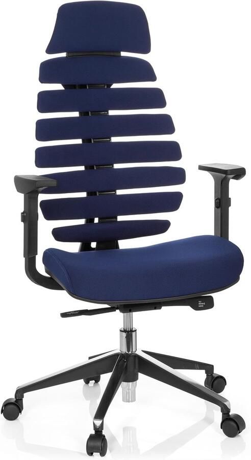 Professionele Ergonomische Bureaustoel met Lenden- en Hoofdsteun Blauwe Stof