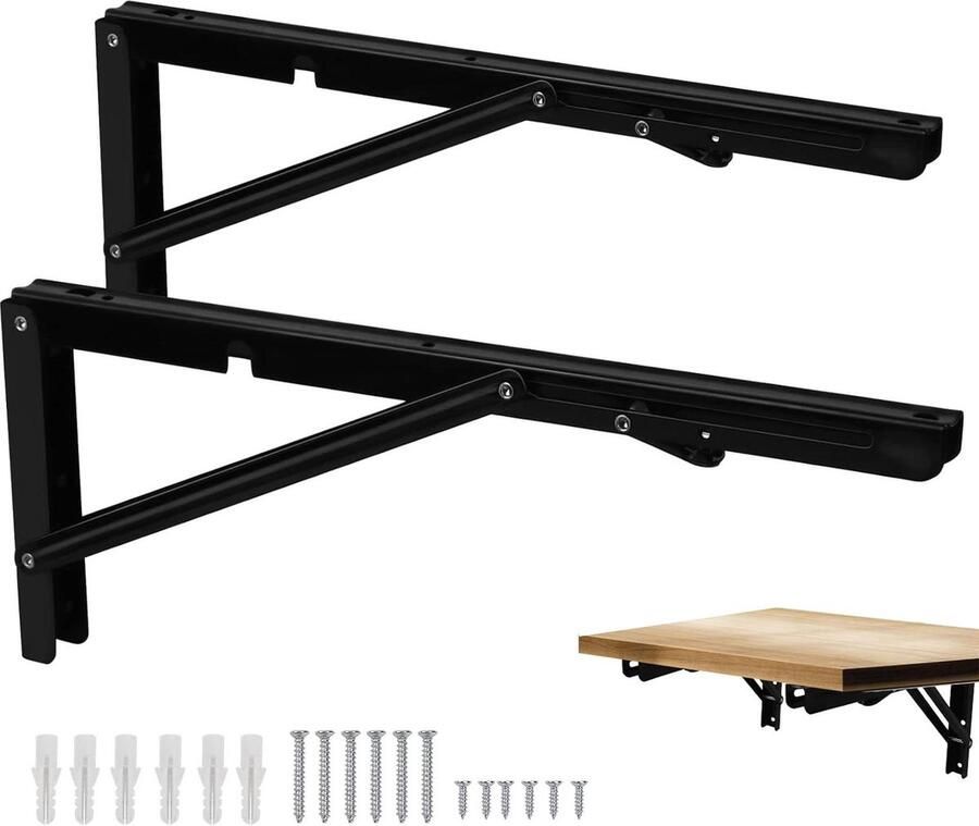 Professionele klapconsole zware belasting 400 mm 2 stuks klapconsole wandrek plankondersteuning klem doe-het-zelf houder ruimtebesparende klaptafel wandmontage klaptafel wandmontage