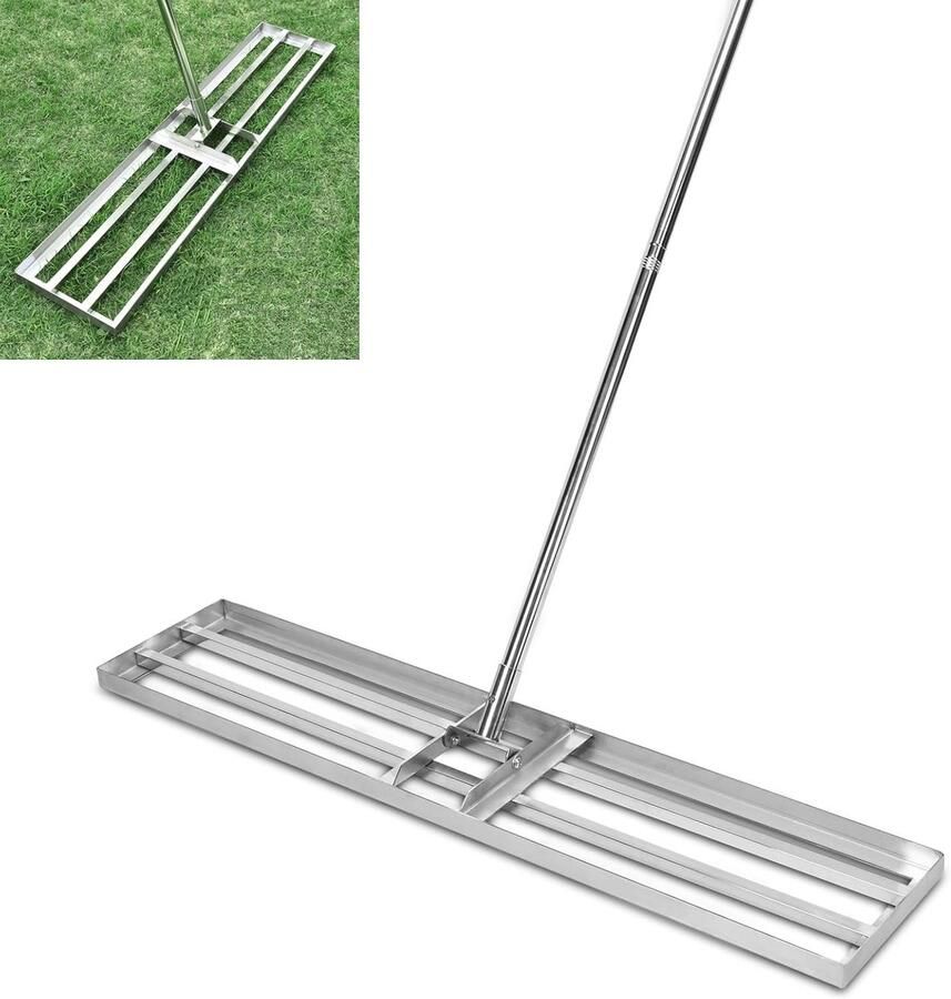 Professionele Roestvrijstalen Gazon-Nivelleringshark met 2m Handvat Tuin en Golfbaan Gereedschap