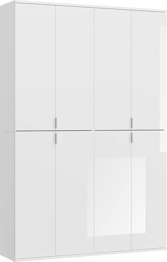 Rootz Living Rootz Project X 2-delige set kledingkast kast dressoir houtmateriaal hoogglans wit 122 cm x 193 cm