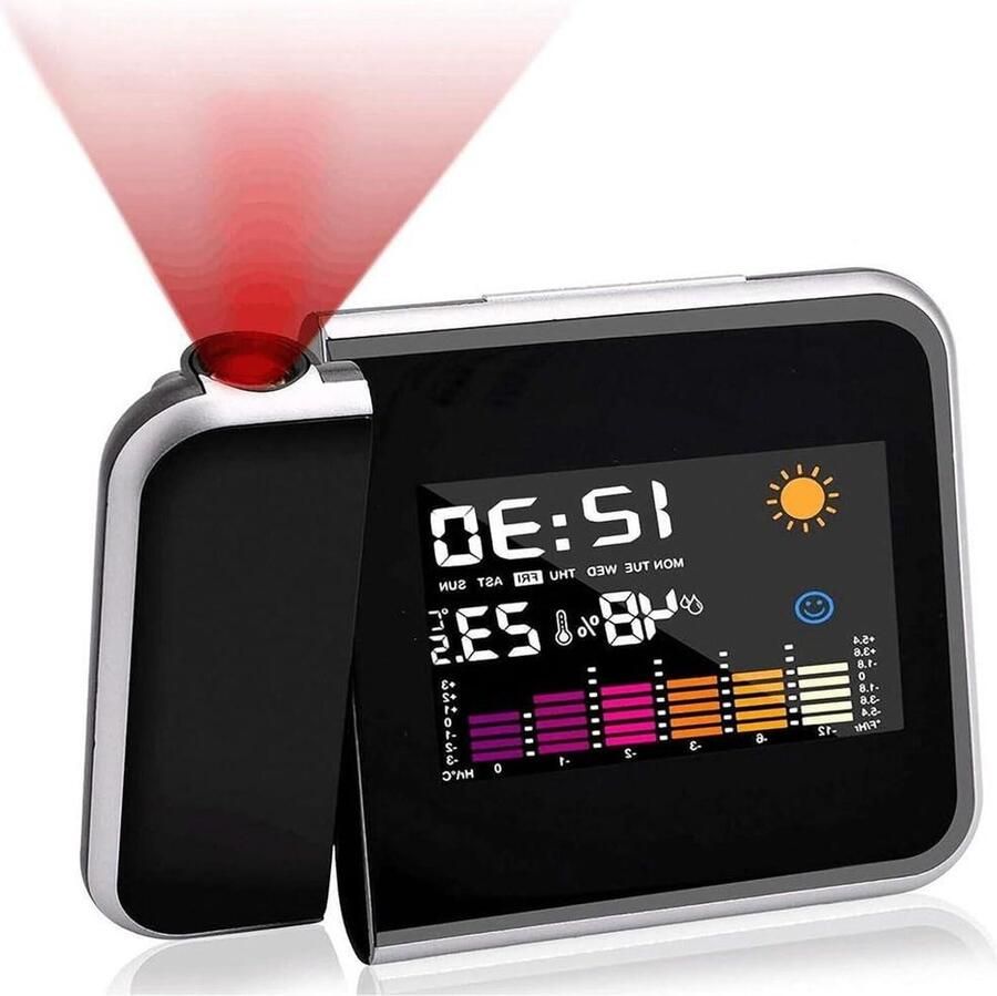 Projectiewekker met temperatuur en datum 12 24 uur batterijvoeding kinderen senioren slaapkamer reizen nachtkastje kantoor