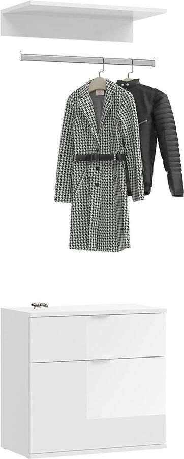 Rootz Living Rootz Projekt X Schoenenkast Opbergmeubel Schoenenkist Houtmateriaal Hoogglans Wit Ca. 61x62x34 cm