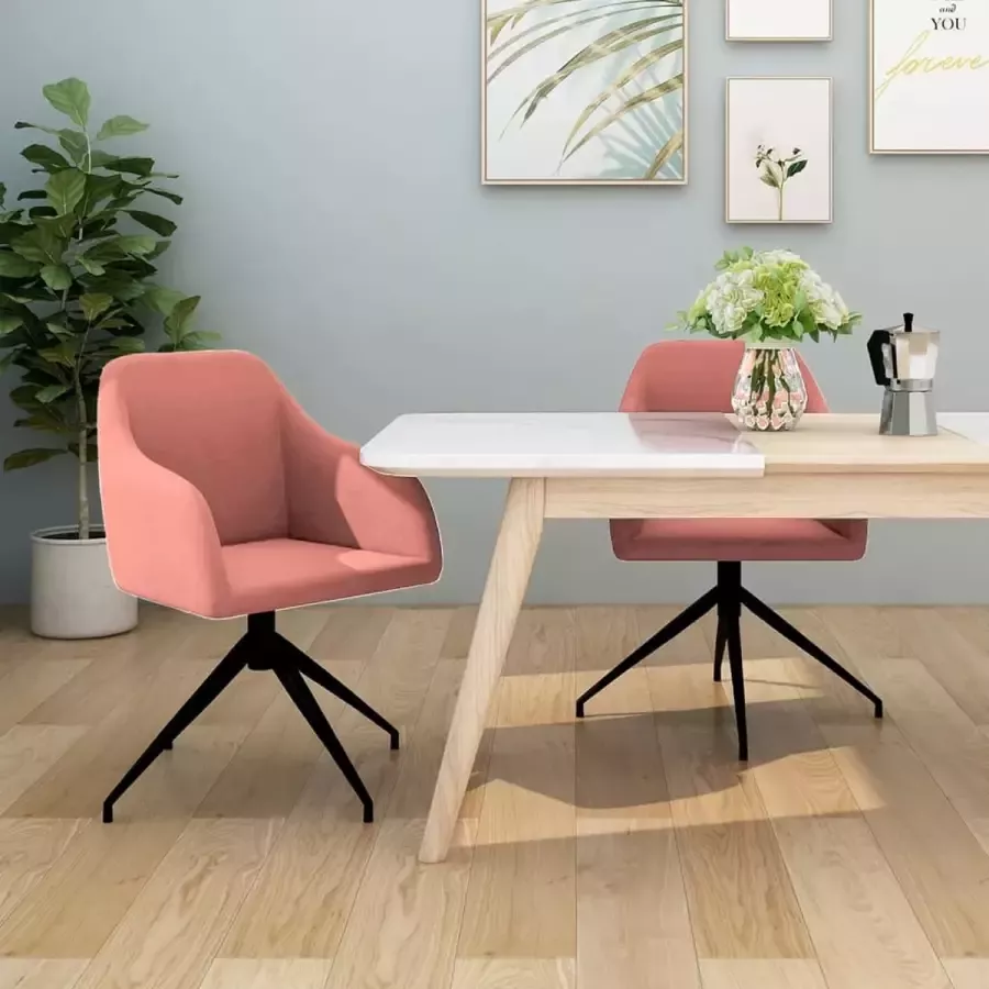ForYou Prolenta Premium Eetkamerstoelen 2 st fluweel roze - Foto 2
