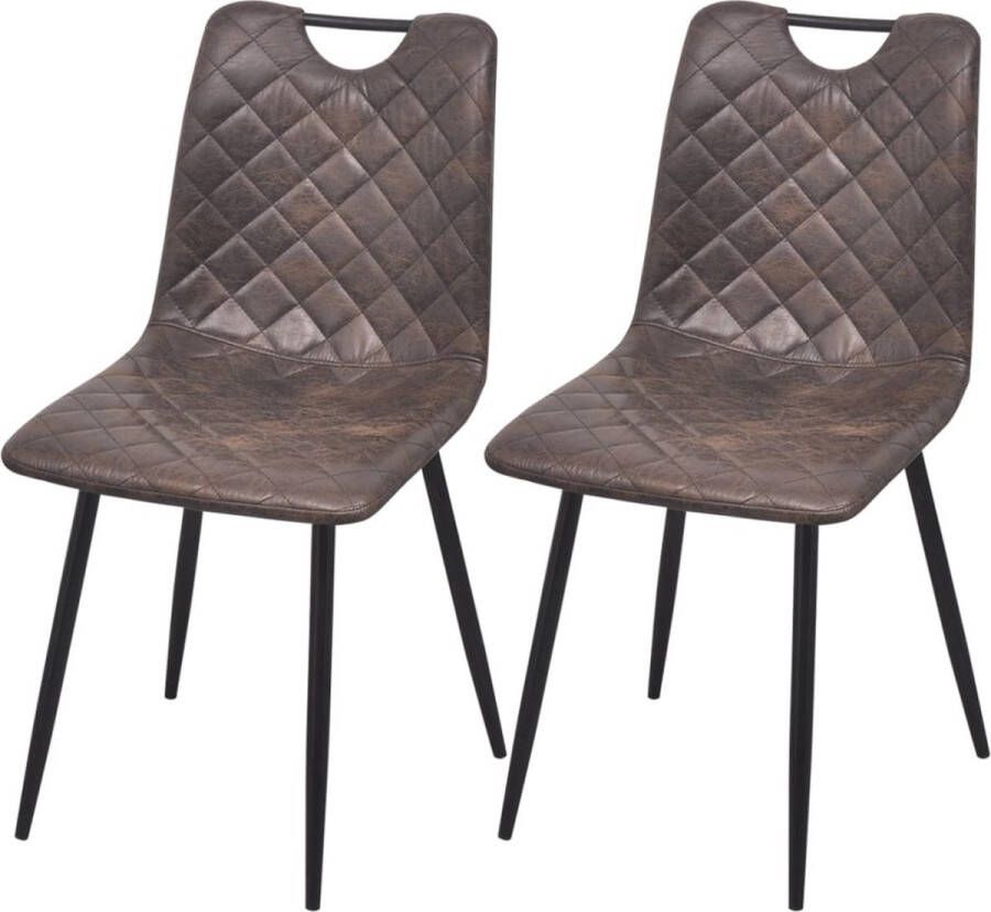 Prolenta Premium Eetkamerstoelen 2 st kunstleer donkerbruin Fauteuil Fauteuils