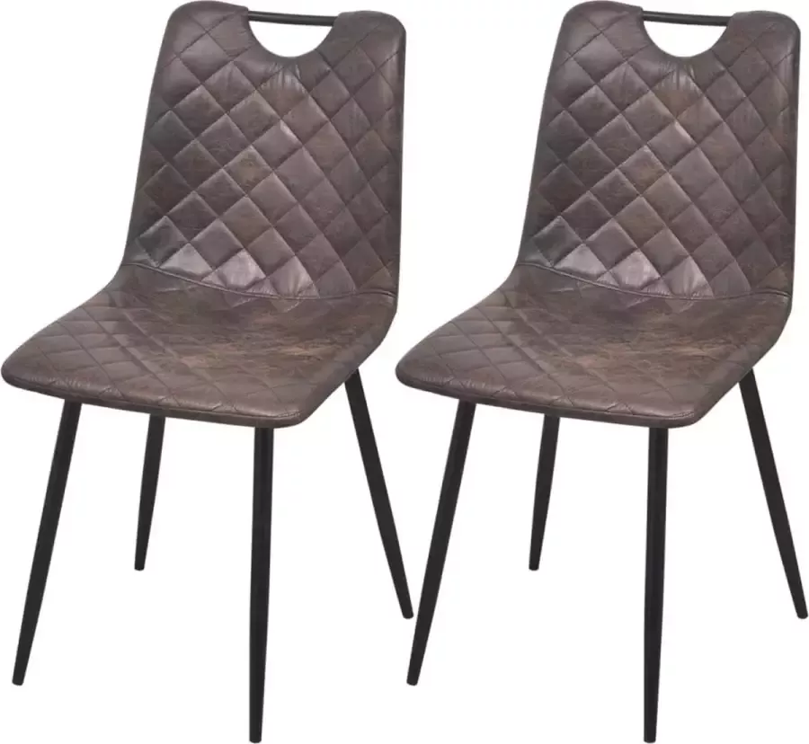 Prolenta Premium Eetkamerstoelen 2 st kunstleer donkerbruin Fauteuil Fauteuils