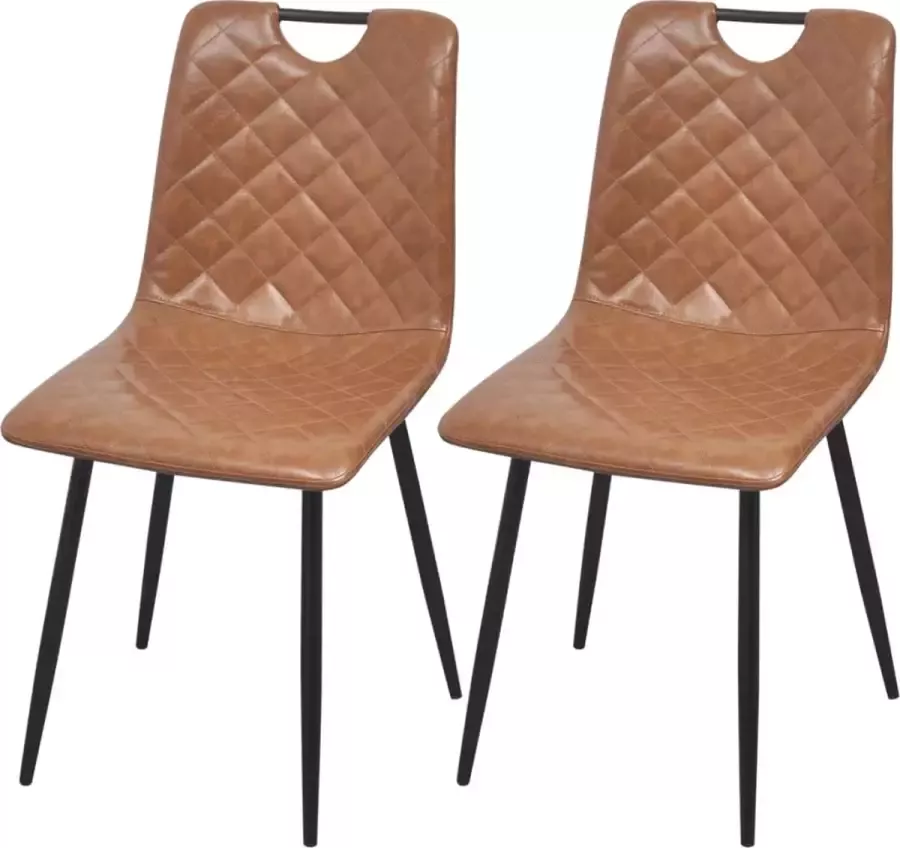 Prolenta Premium Eetkamerstoelen 2 st kunstleer lichtbruin Fauteuil Fauteuils