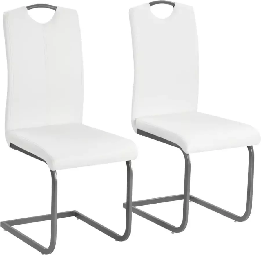Prolenta Premium Eetkamerstoelen 2 st kunstleer wit Fauteuil Fauteuils
