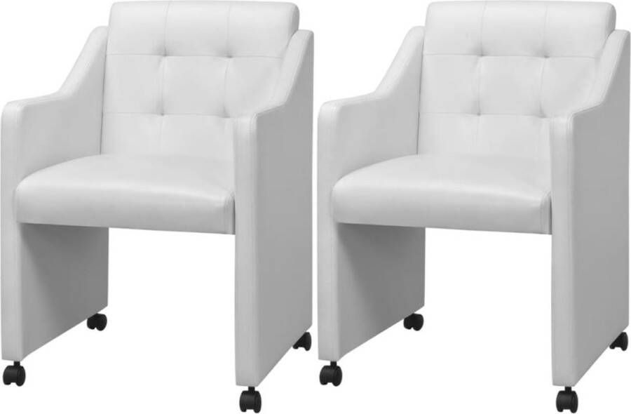 Prolenta Premium Eetkamerstoelen 2 st kunstleer wit Fauteuil Fauteuils