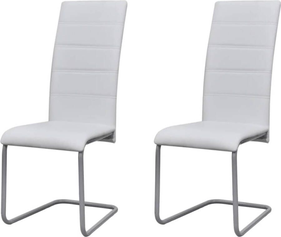 Prolenta Premium Eetkamerstoelen 2 st kunstleer wit Fauteuil Fauteuils