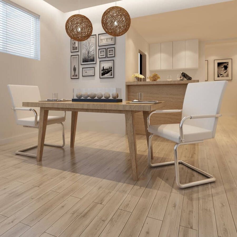 Prolenta Premium Eetkamerstoelen 2 st kunstleer wit Fauteuil Fauteuils