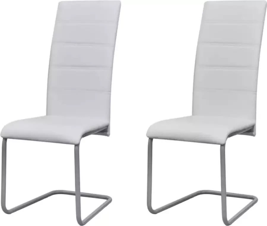 Prolenta Premium Eetkamerstoelen 2 st kunstleer wit Fauteuil Fauteuils