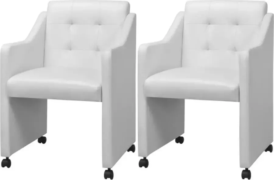 Prolenta Premium Eetkamerstoelen 2 st kunstleer wit Fauteuil Fauteuils