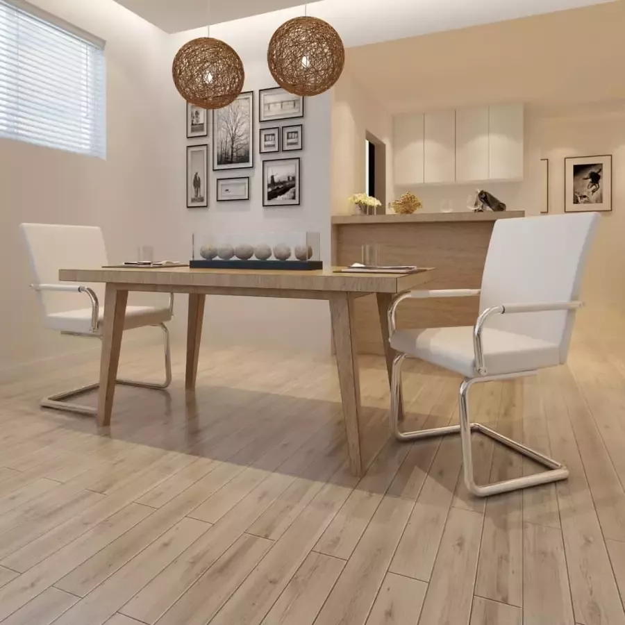 Prolenta Premium Eetkamerstoelen 2 st kunstleer wit Fauteuil Fauteuils