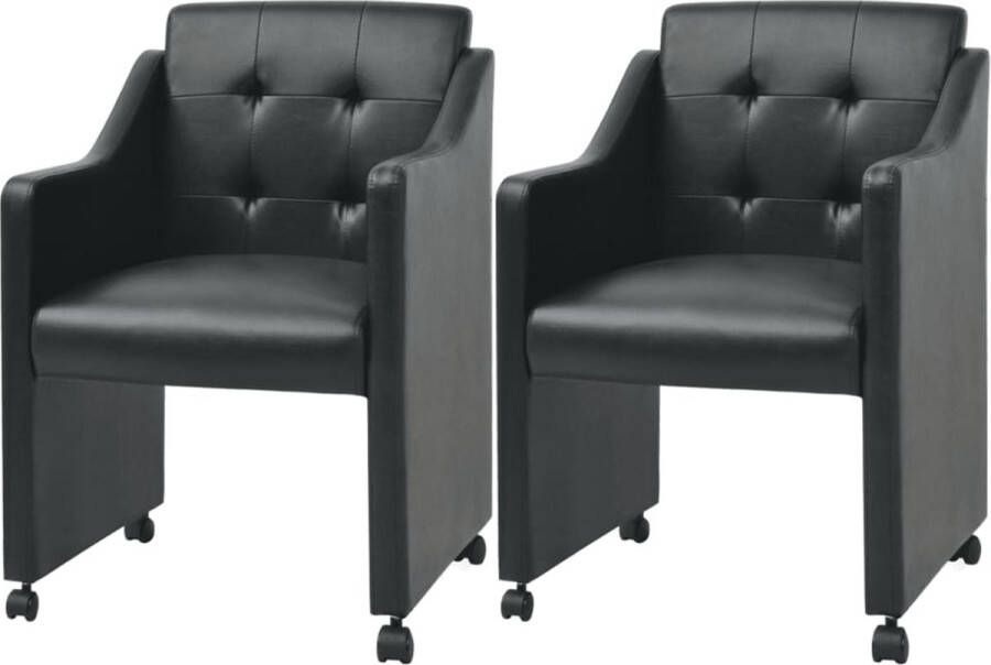 Prolenta Premium Eetkamerstoelen 2 st kunstleer zwart Fauteuil Fauteuils