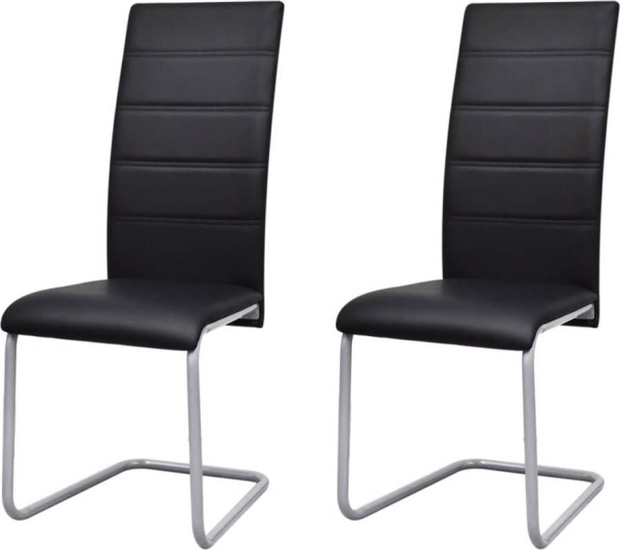 Prolenta Premium Eetkamerstoelen 2 st kunstleer zwart Fauteuil Fauteuils