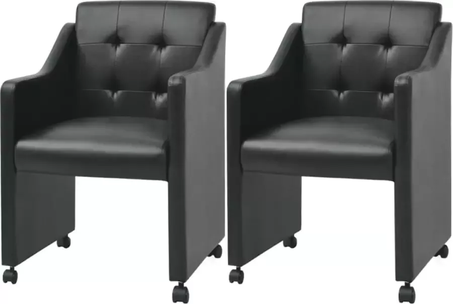 Prolenta Premium Eetkamerstoelen 2 st kunstleer zwart Fauteuil Fauteuils