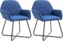 Prolenta Premium Eetkamerstoelen 2 st stof blauw Fauteuil Fauteuils - Thumbnail 2