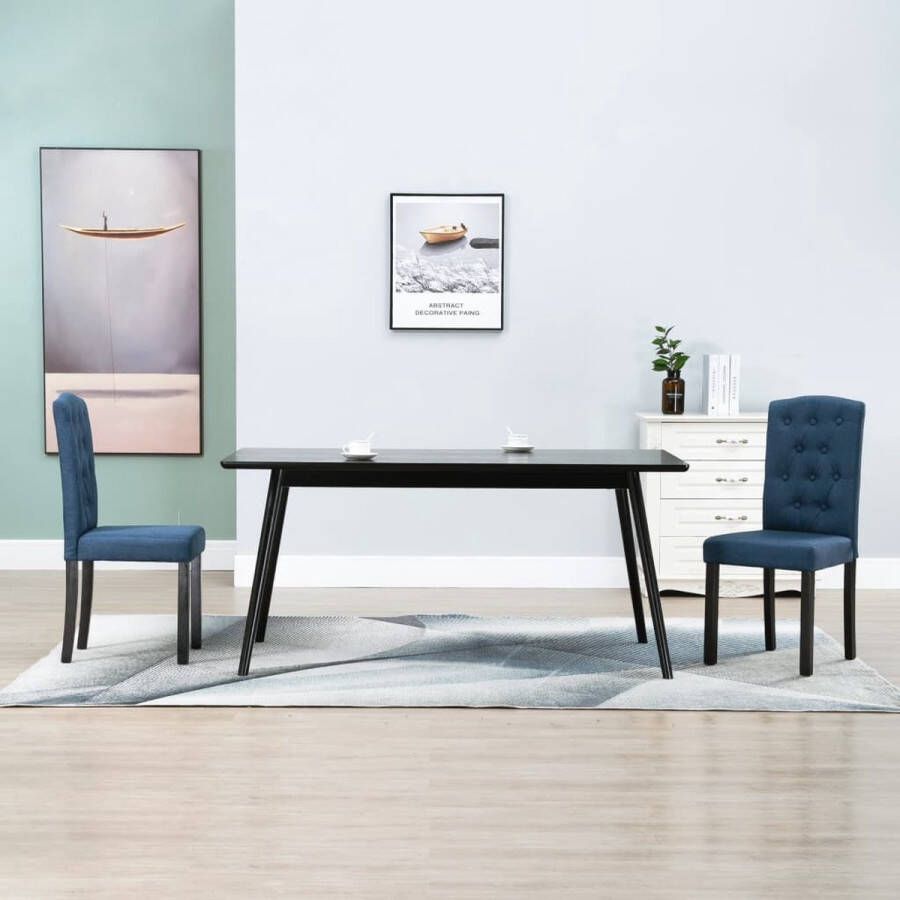 Prolenta Premium Eetkamerstoelen 2 st stof blauw Fauteuil Fauteuils