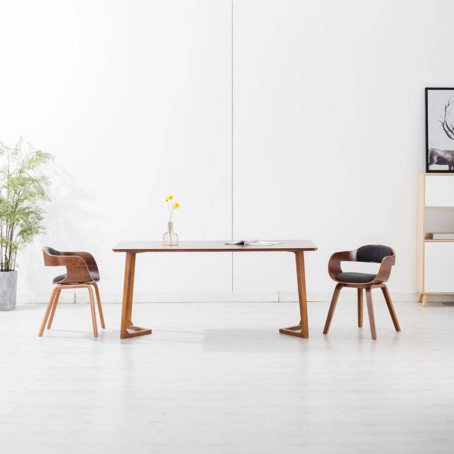 Prolenta Premium Eetkamerstoelen 2 st stof en gebogen hout donkergrijs - Foto 1