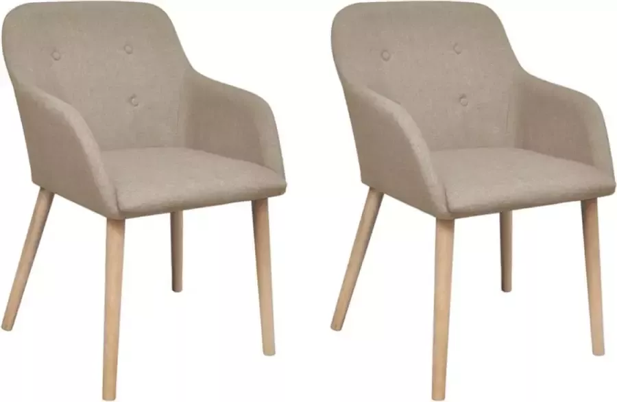 Prolenta Premium Eetkamerstoelen 2 st stof en massief eikenhout beige Fauteuil Fauteuils