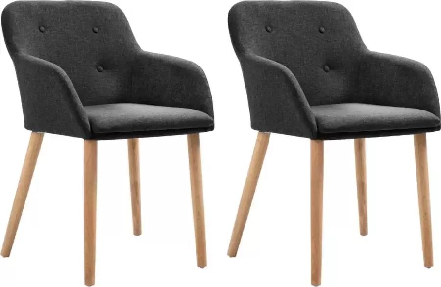 Prolenta Premium Eetkamerstoelen 2 st stof en massief eikenhout donkergrijs Fauteuil Fauteuils