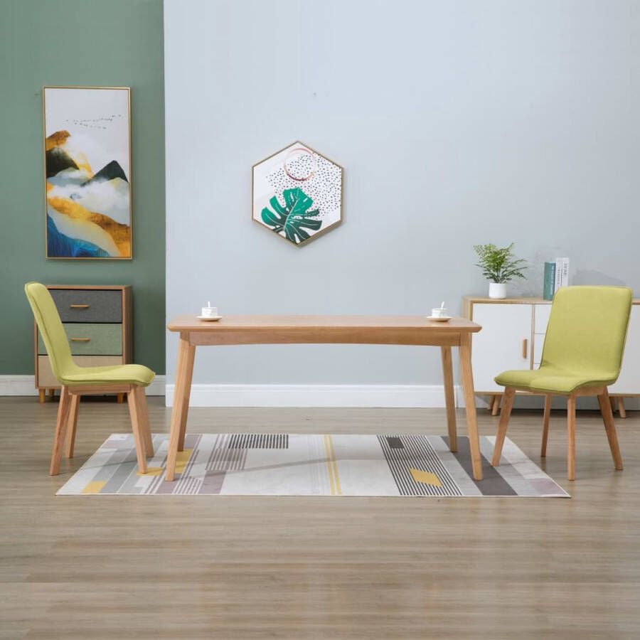 Prolenta Premium Eetkamerstoelen 2 st stof en massief eikenhout groen Fauteuil Fauteuils