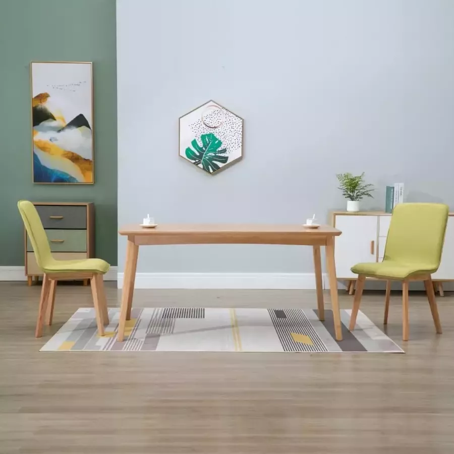 Prolenta Premium Eetkamerstoelen 2 st stof en massief eikenhout groen Fauteuil Fauteuils