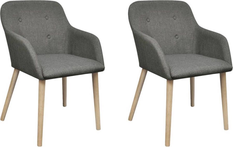Prolenta Premium Eetkamerstoelen 2 st stof en massief eikenhout lichtgrijs Fauteuil Fauteuils