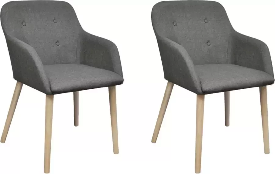 Prolenta Premium Eetkamerstoelen 2 st stof en massief eikenhout lichtgrijs Fauteuil Fauteuils