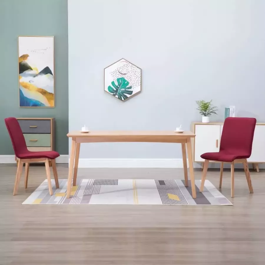 Prolenta Premium Eetkamerstoelen 2 st stof en massief eikenhout rood Fauteuil Fauteuils