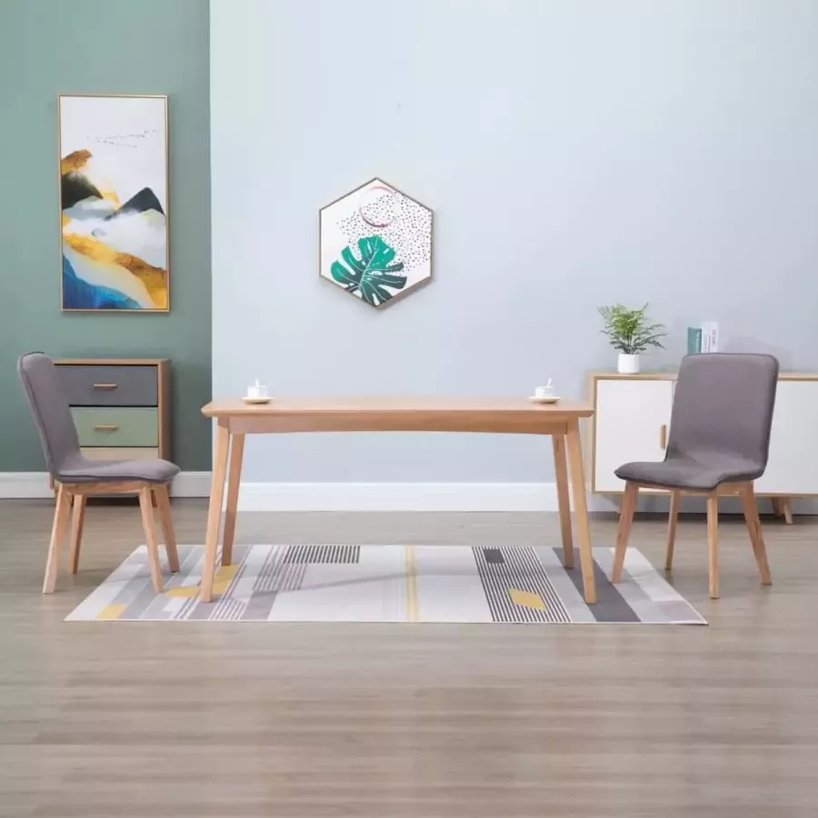 Prolenta Premium Eetkamerstoelen 2 st stof en massief eikenhout taupe Fauteuil Fauteuils
