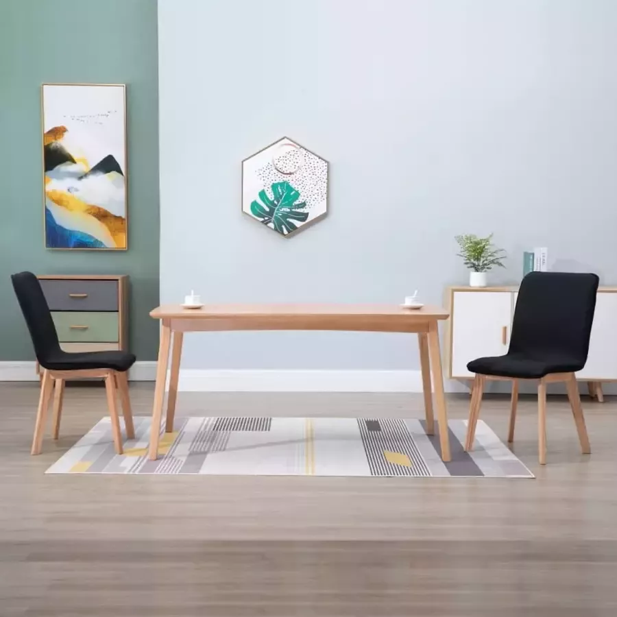 Prolenta Premium Eetkamerstoelen 2 st stof en massief eikenhout zwart Fauteuil Fauteuils