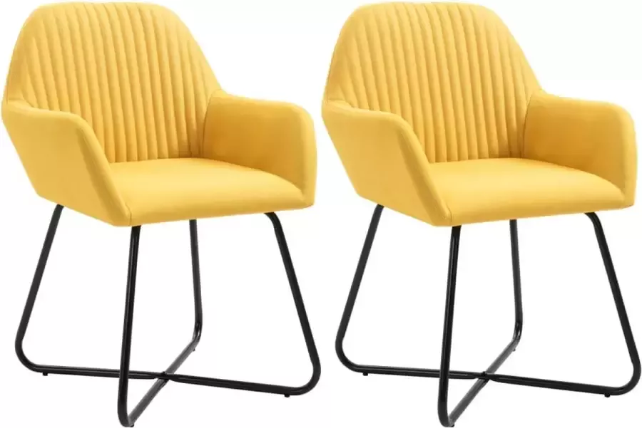 Prolenta Premium Eetkamerstoelen 2 st stof geel Fauteuil Fauteuils