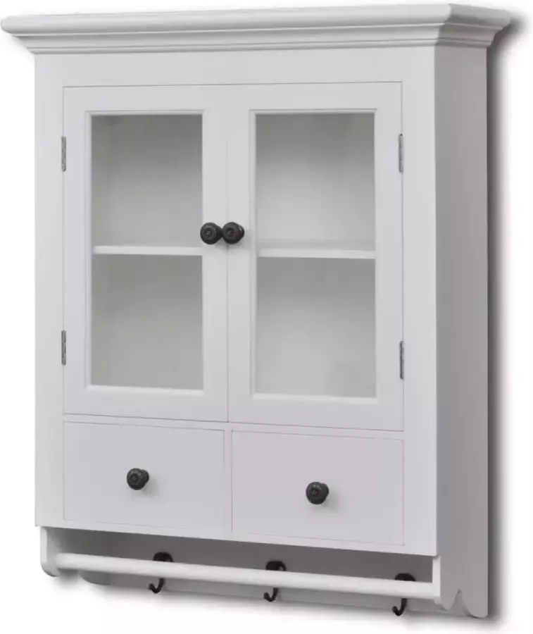 Prolenta Premium keukenkast wandkast 59 x 22 5 x 74 cm (L x B x H) Glas Kast Opbergkast Wit