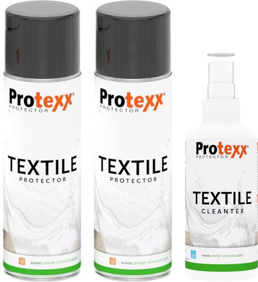 Protexx Set 2x Textile Protector 250ml + Textile Cleantex Vlekkenspray 100ml