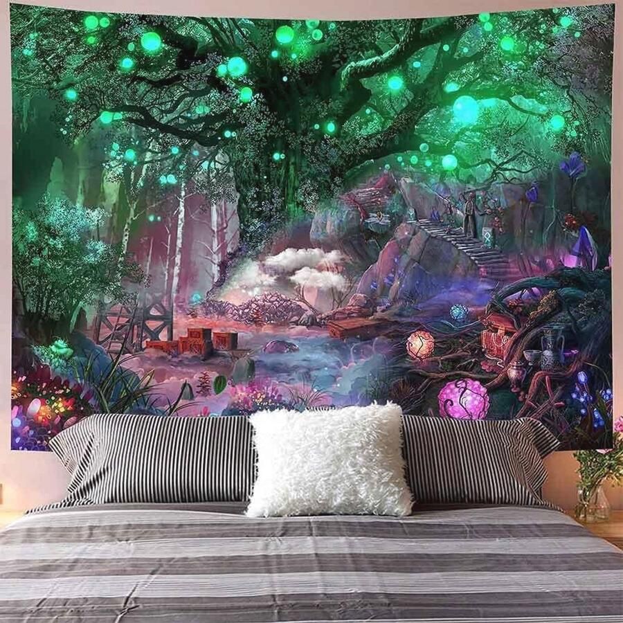 Psychedelisch Wandtapijt met Tree of Life Design Wanddecoratie voor Thuis Creatief Muurkleed en Vloerkleed (150 x 200 cm)