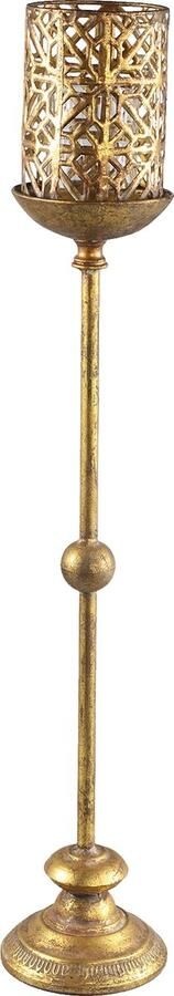 PTMD Celina Hoge metalen gouden kandelaar windlicht met LED lamp gold iron antique candleholder High LED light