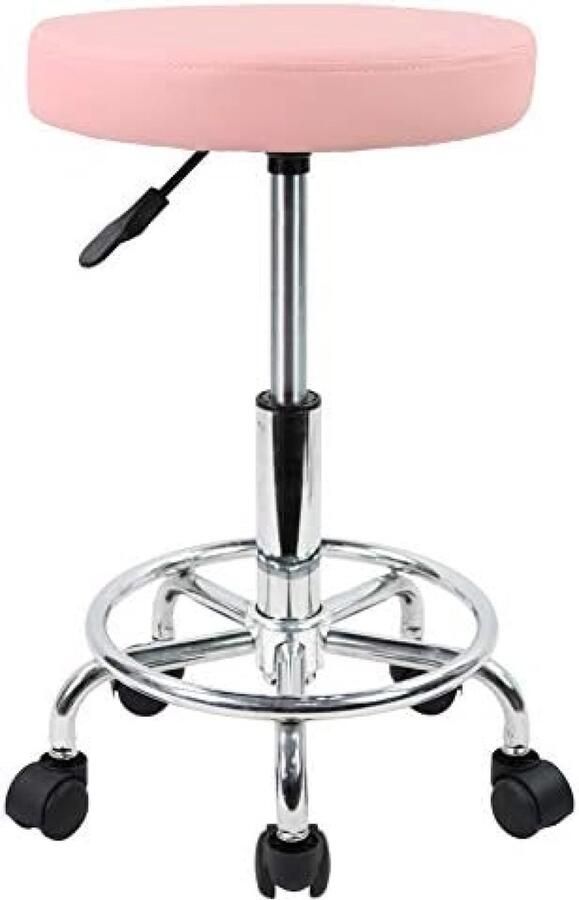 PU lederen ronde rollende kruk met voetsteun draaibare hoogteaanpassing spa opstellen salon tatoeage werk kantoor massage krukken taakstoel