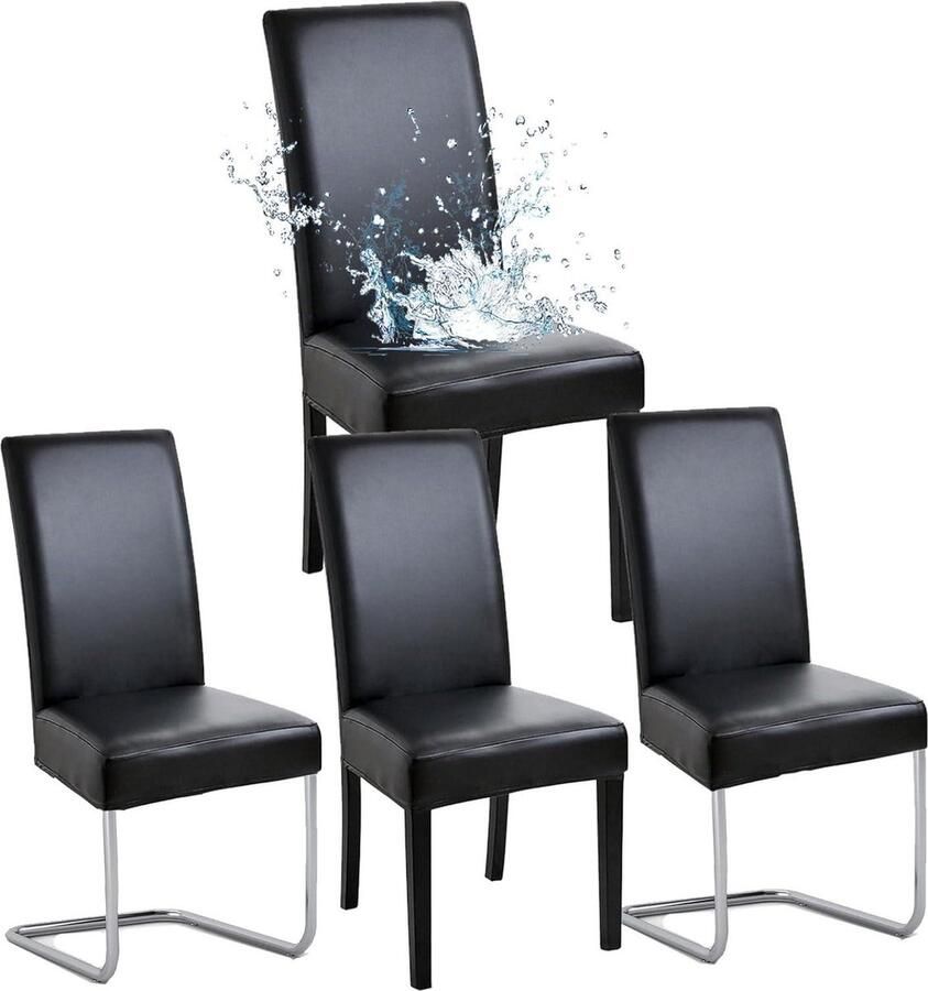 PU-lederen stretch stoelhoezenset van 4 waterdicht afneembaar universeel decoratie huis keuken hotel restaurant banket vergaderruimte
