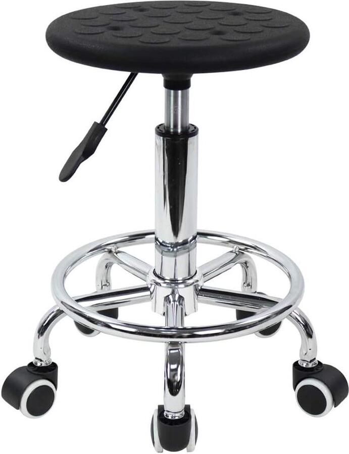 PU-schuim Antistatische Rolstoel Kruk met Voetensteun Hoogte Verstelbaar en Draaibaar Zwart