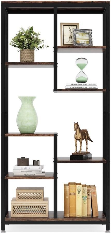 Pugsdrly Boekenkast met 6 niveaus staande plank met stalen frame vrijstaande plank voor de woonkamer open plank voor de keuken staande plank opbergplank voor kantoor slaapkamer keuken 175 x 80 x 30 cm