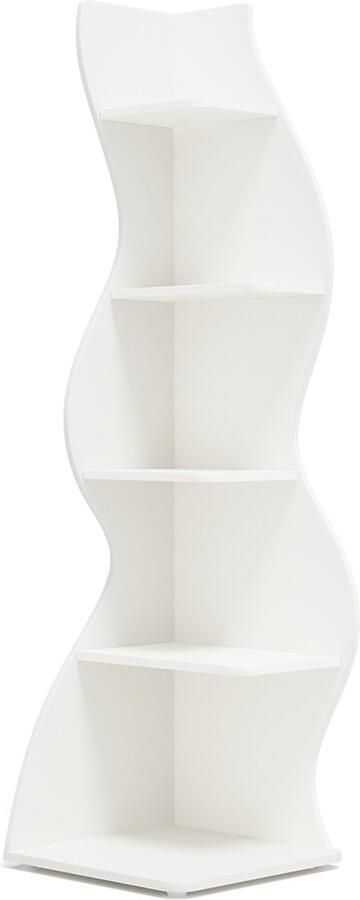 Pugsdrly Hoekplank 178 cm hoog opbergplank boekenkast plantenstandaard opbergmeubel 5 niveaus modern voor thuis kantoor woonkamer slaapkamer balkon wit 1 stuk