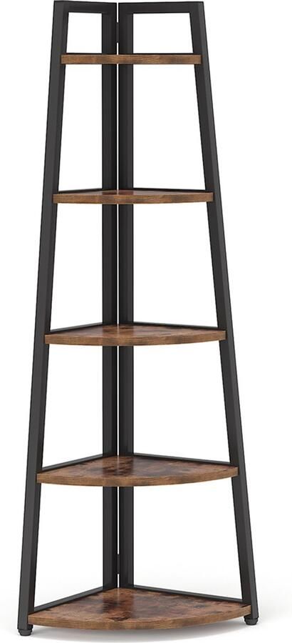 Pugsdrly Hoekplank met 5 niveaus boekenkast van 176 cm hoog hoekplank op voet multifunctionele hoeksteun displayrek plantenstandaard hoekmeubel voor woonkamer keuken thuiskantoor