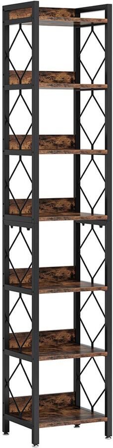 Pugsdrly Hoekrek met 7 niveaus boekenkast van 200 cm hoog opbergrek voor kleine spullen staande plank multifunctionele hoekorganizer voor thuis de woonkamer het balkon de keuken (35 x 35 x 200 cm)