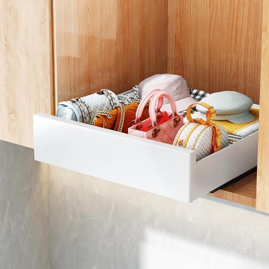 Pull-out Cabinet Organizer Extendable Drawer Shelves Kitchen Storage Solution No Drilling Required White