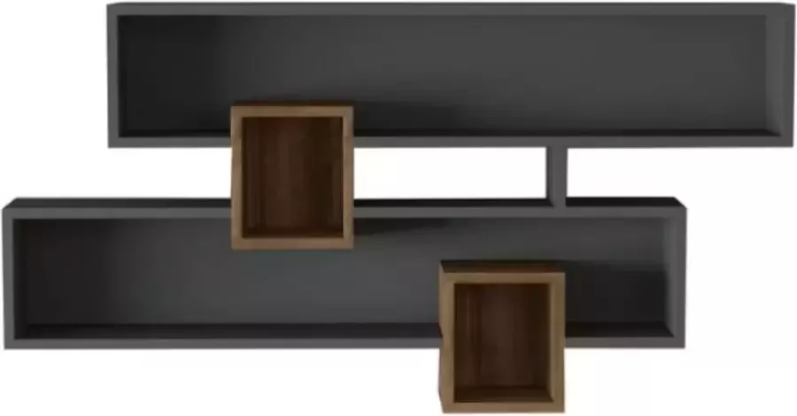 Asir Wandplank Okkernoot Antraciet 75 x 120 x 22 cm - Foto 3